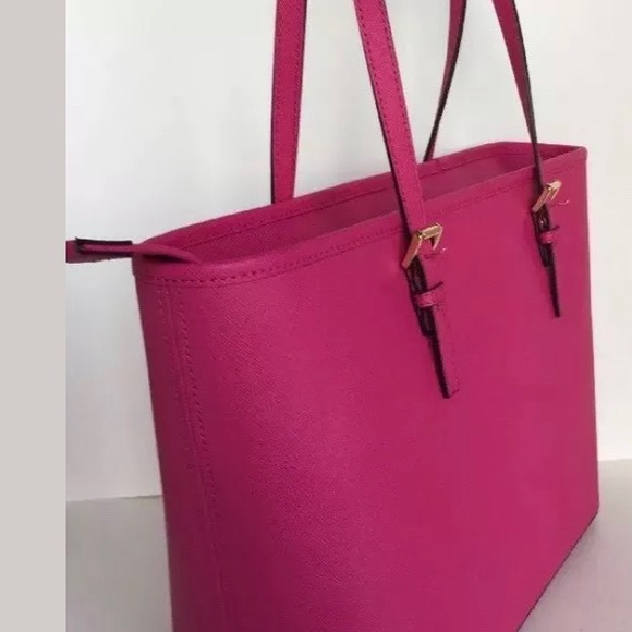 COPY - Michael Kors top zip LD tote raspberry & gold - Picture 4 of 5